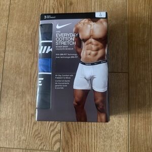 Nike Everyday Cotton Stretch Boxer Briefs - Blue and Black Large
